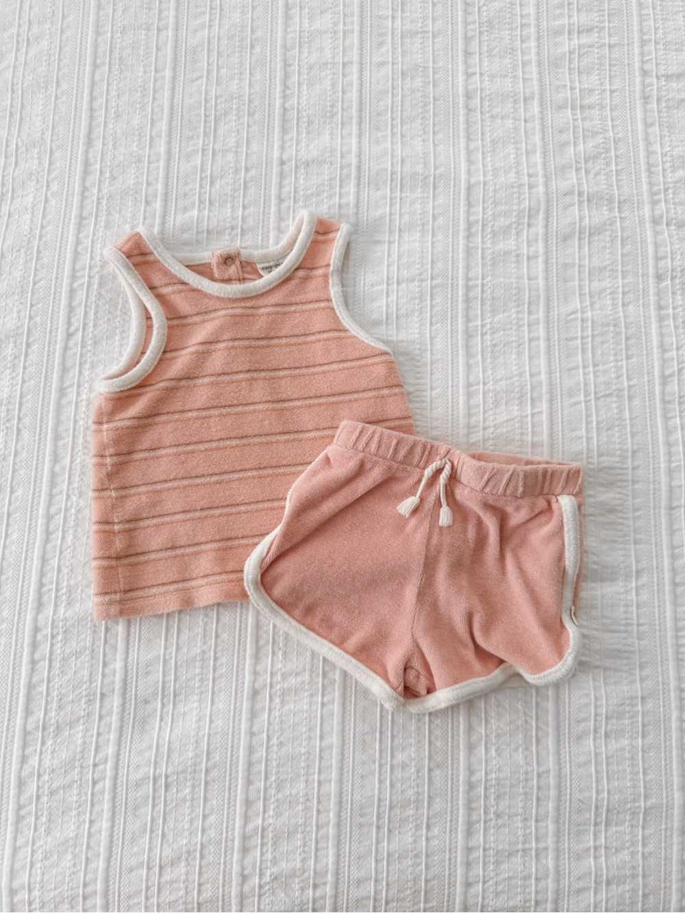 Easy Peasy Baby Girl 100% Organic Cotton Terry Shorts Tank Set 18M